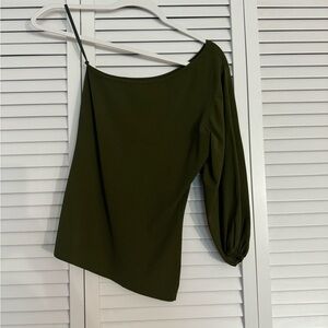 Milly Sz Small Asymmetrical One Shoulder Top in Green
